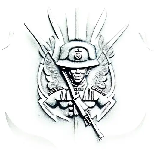 An Intricately Carved Wooden Soldier Symbolizing Military Dedication