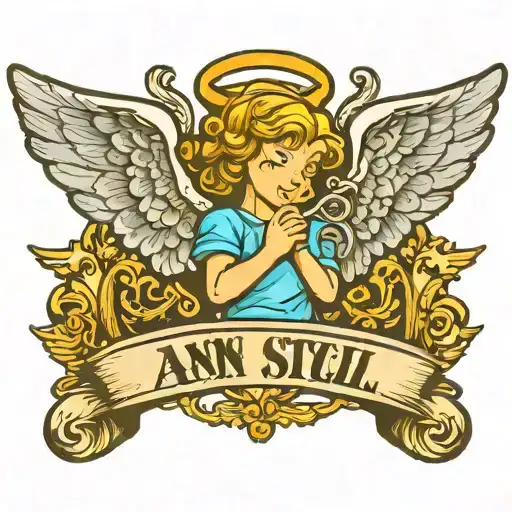 Scan Style Font With An Angel