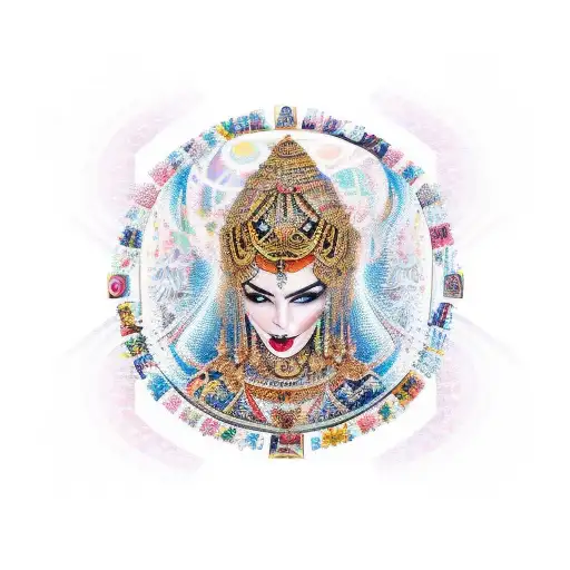 A Beautiful Woman Surrounded By Symbols Of Wealth And Prosperity