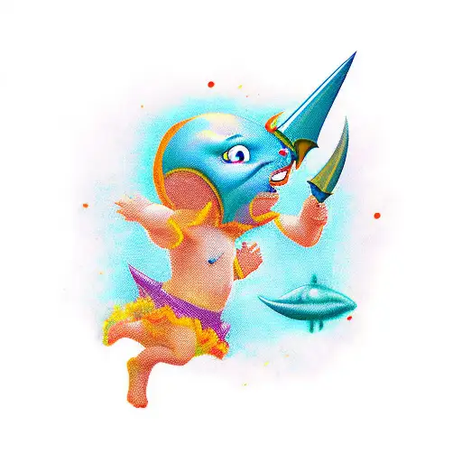 Baby Demon Jump With Trident