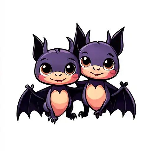 Two Cute Simple Disney Looking Bats That Are Best Friends