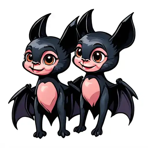 Two Cute Simple Disney Looking Bats That Are Best Friends And Are Female
