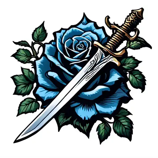 Sword And Rose Vines Wrapped