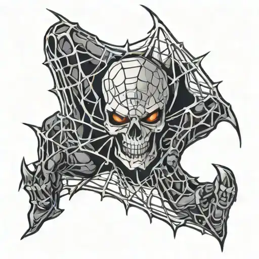Spider Web With Skull On Knee Ander