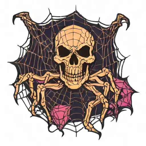 Spider Web With Skull On Knee Ander