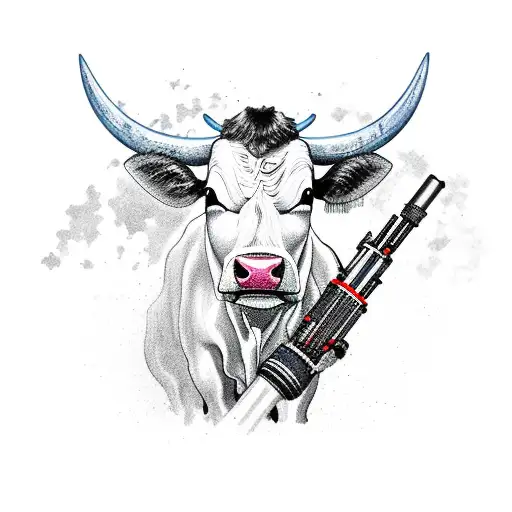 Cow Holding A Bazooka