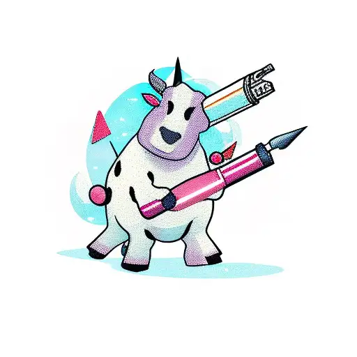 Cow Holding A Rocket Launcher