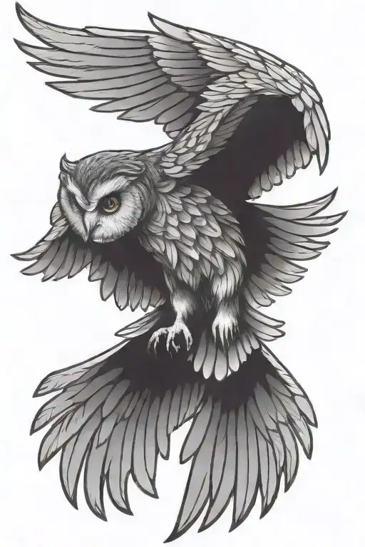 Guardian Owl Flying Wings Spread Wide