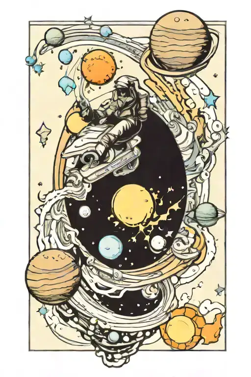 Man Riding A Planet Journey Through The Universe