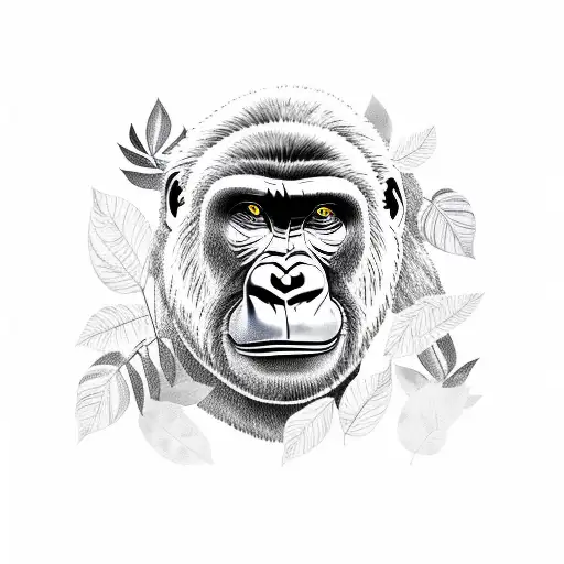 Gorilla With Leaves