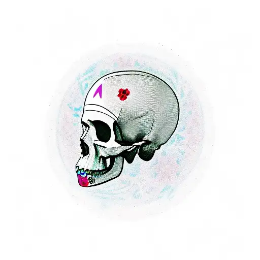 Native American With Skull And Roses