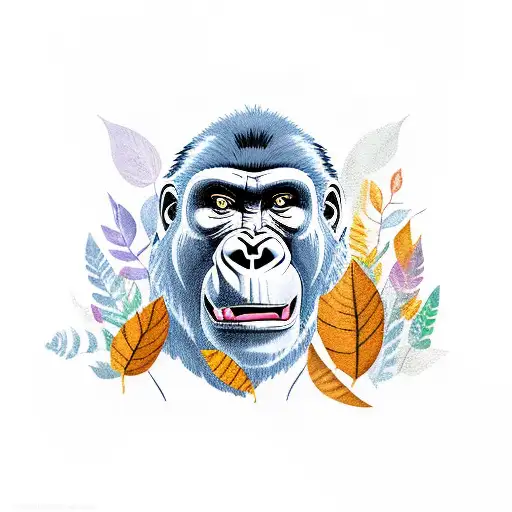 Yelling Gorilla With Leaves