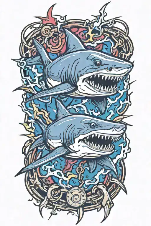 Chained Shark With Lightning