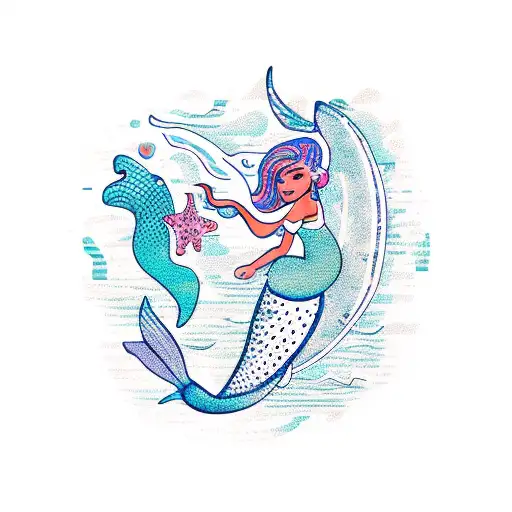 A New-school Design Featuring A Whimsical Mermaid Holding A Sign That Says 'Florida Keys'