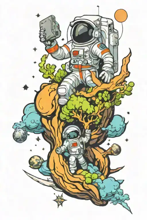 Igdrasil And Astronaut In Space