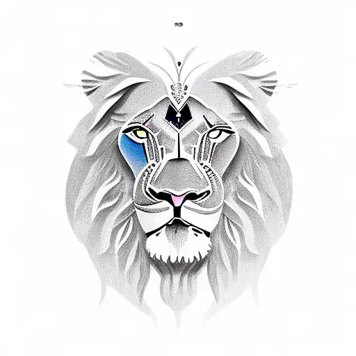 Lion Face Beside Elephant Face