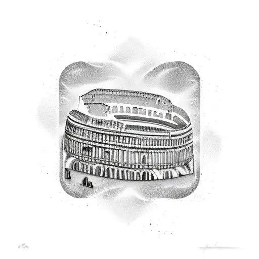 A Minimalist Tattoo Of A Gym Weight With The Silhouette Of A Roman Colosseum Inside