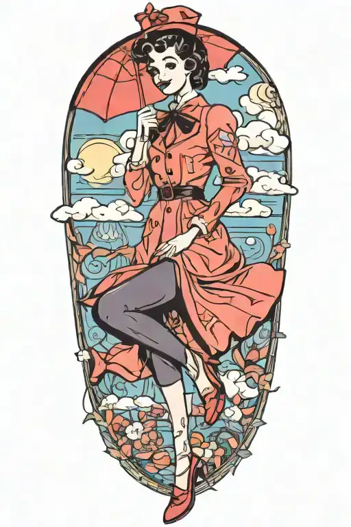 Mary Poppins Pinup Girl Nearly Nude