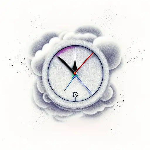 Clock With Cloud Design Background