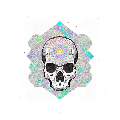A Cosmic Skull Surrounded By Honeycomb Patterns