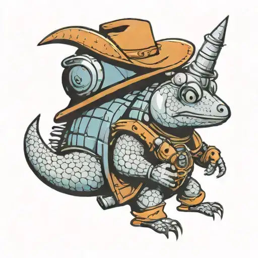 Armadillo Wearing A Cowboy Hat Holding A Rocket Launcher