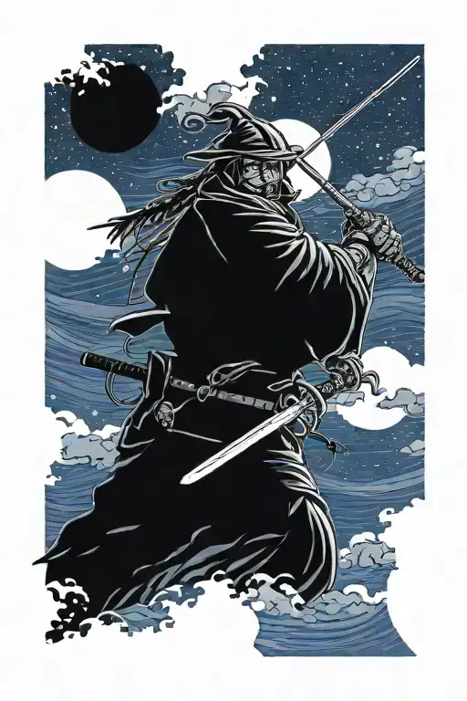Ronin Night Sky With Moon