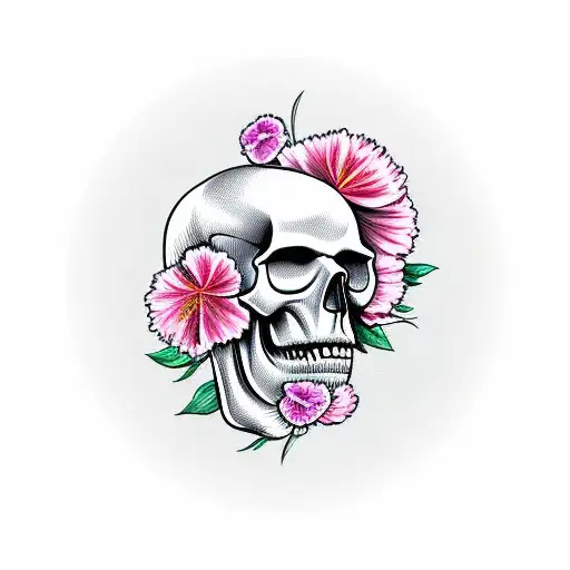 Skull With Carnation