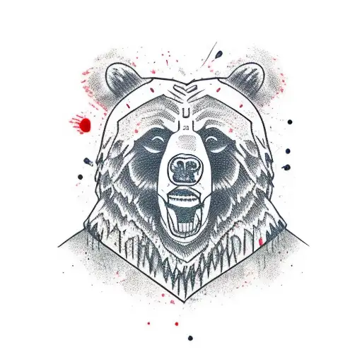 Bear Knifed Head With Blood
