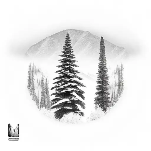 Mountain Scene With Sequoia Trees