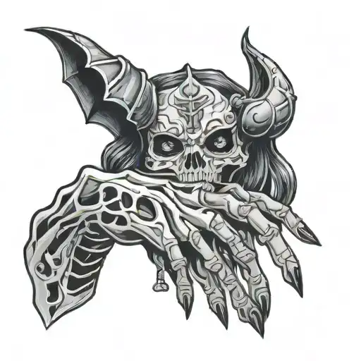 Skeletal Hand Holding Hands With A Demon Girl