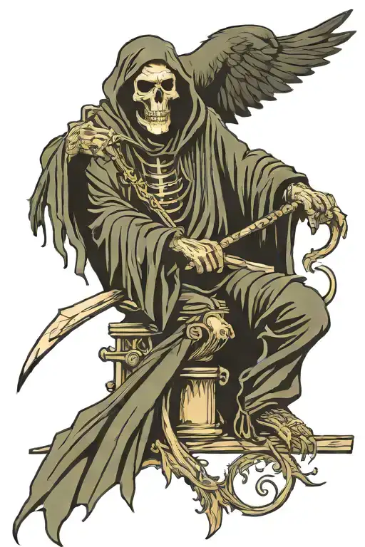 Grim Reaper With Raven Sitting