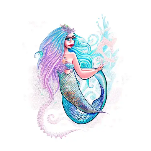 Mermaid With Initials Amar