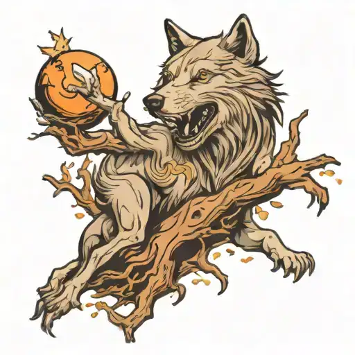 The Wolf Runs On The Tree And Devours The Planets