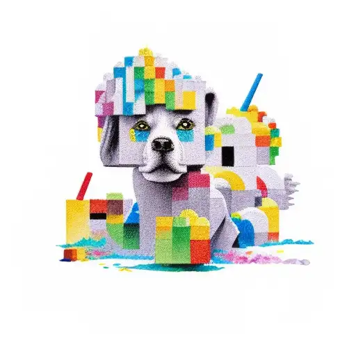 Lego Bricks In Watercolor