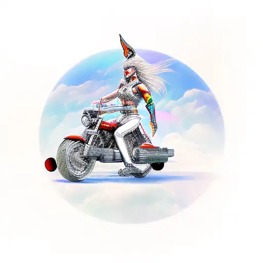 Warrior Riding A Futuristic Motorcycle