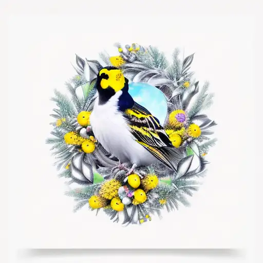 Yellow Bird Silver Wreath
