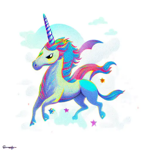 Griffin Fighting Unicorn In Color