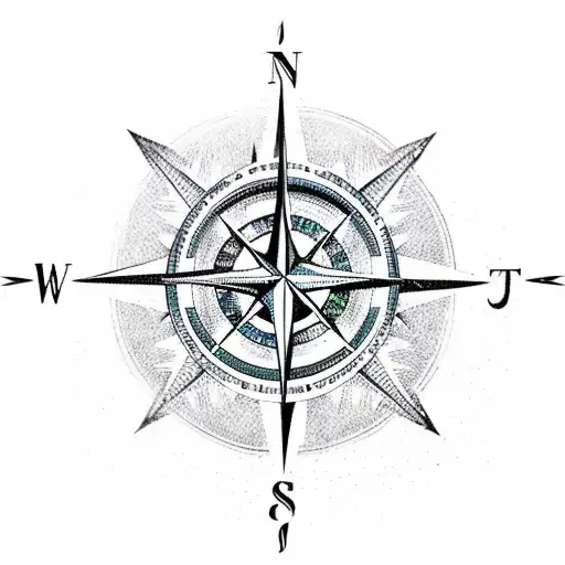 A Compass Needle Made Of Alchemical Symbols Pointing Towards A Mysterious Destination
