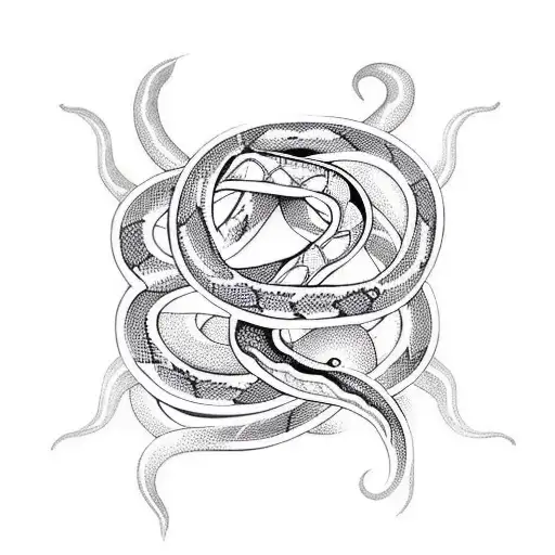 Create A Tattoo Design Featuring A Snake Intertwined With Religious Symbols