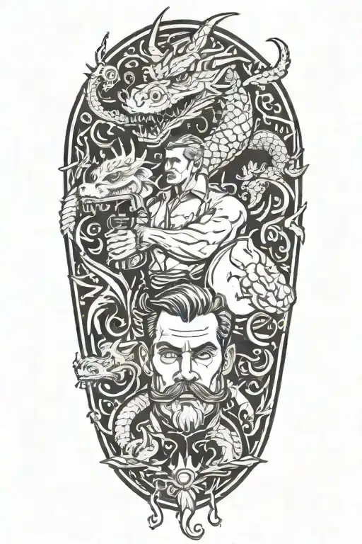 Combine Elements Of Tom Of Finland And Dragon Imagery Into A Unique Tattoo Design