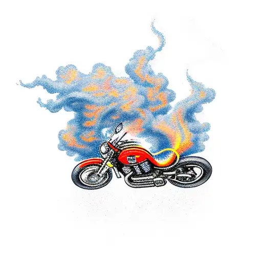 Mini Ardeche Landscape With A Flaming Motorcycle Racing Through It