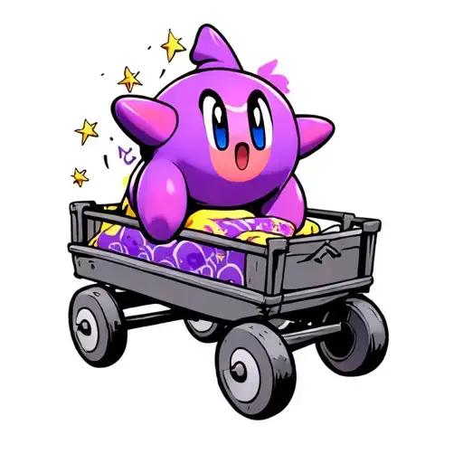 Purple Kirby On A Wagon Star