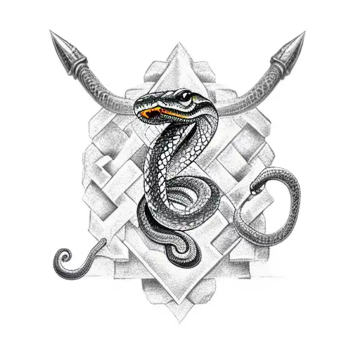 A Snake Dangles From A Sword