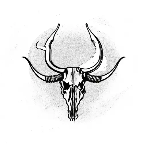 Longhorn Skull With A Compass And Tree Background