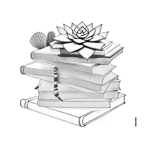 A Stack Of Books With A Cactus Growing Out Of Them