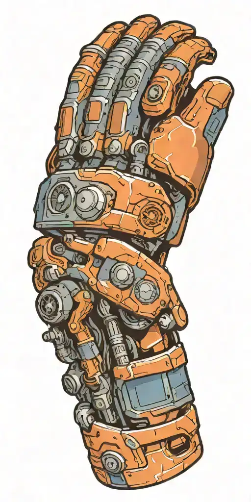 Colorful Blue And Grey Bionic Arm With Screen Being Peeled Back