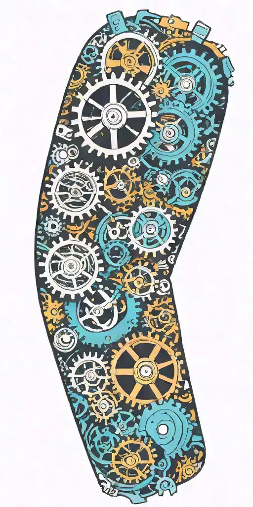 Colorful Gears Inside Of Arm Skin Being Peeled Back