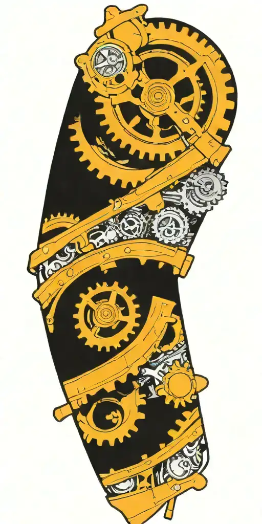 Gears Inside Of Arm Skin Being Peeled Back