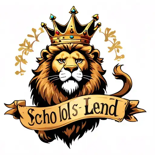 Lion Wearing Crown With Name Intertwined