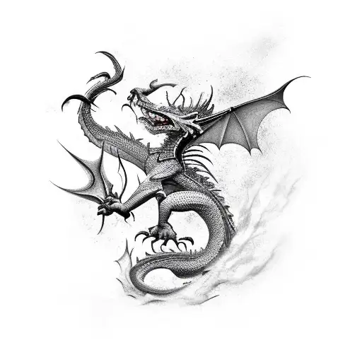 A Powerful Dragon In A Fierce Martial Arts Stance